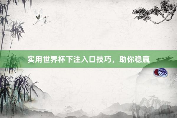 实用世界杯下注入口技巧，助你稳赢