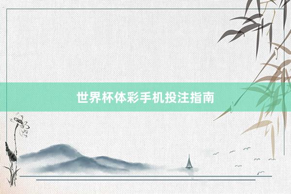 世界杯体彩手机投注指南