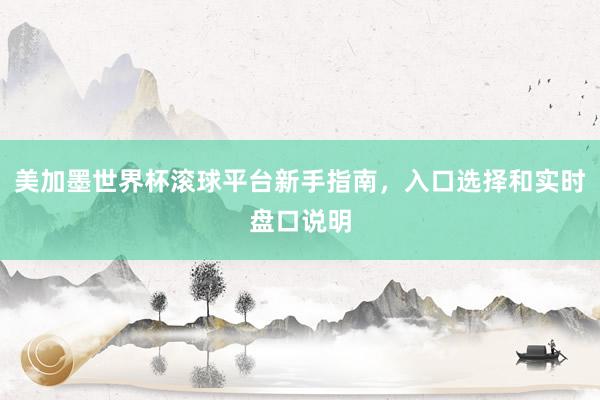 美加墨世界杯滚球平台新手指南，入口选择和实时盘口说明